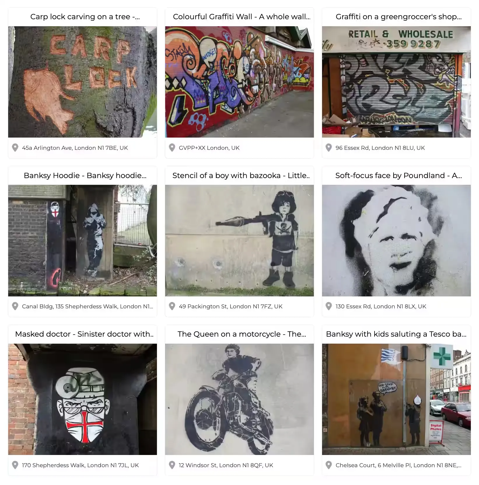 Screenshot of the "explore" section